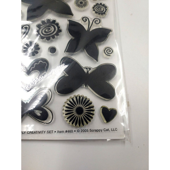 Scrappy Cat Butterfly Creativity Clear Acrylic Cling Stamp Set #460 2005 - Picture 3 of 8